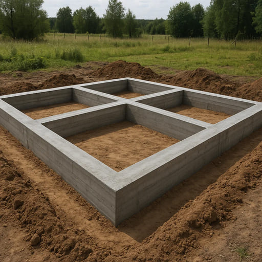 Заглублённая лента под дом 10×10